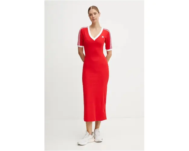 adidas Originals rochie culoarea rosu, maxi, drept, IY7217