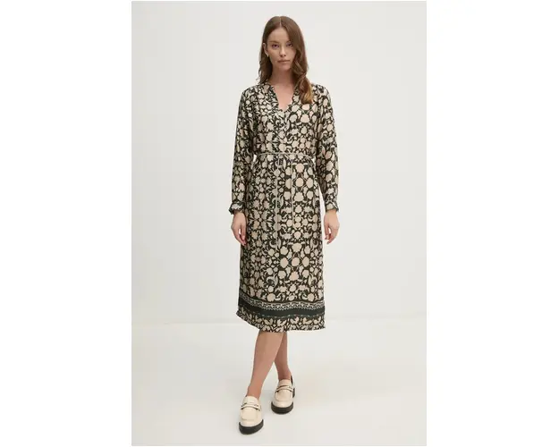 La Petite Française rochie PFREDEVABLE culoarea verde, midi, drept, PFREDEVABLE