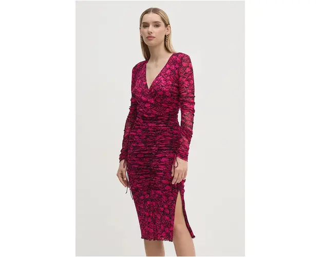 DIANE VON FURSTENBERG rochie culoarea roz, mini, mulata, DVFDL3S004