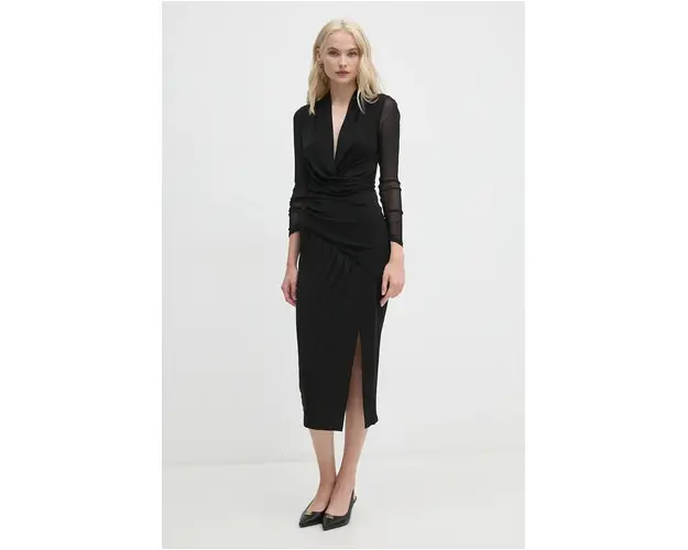 DIANE VON FURSTENBERG rochie culoarea negru, maxi, mulata, DVFDW3S015