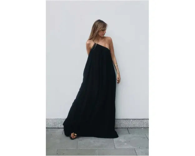 MUUV. rochie AISE culoarea negru, maxi, evazati