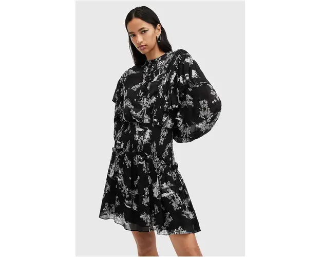 AllSaints rochie AUBREY DRESS culoarea negru, mini, evazati, W038DB