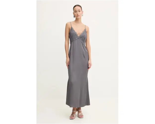 Never Fully Dressed rochie Reha culoarea gri, maxi, evazati, NFDDR1612