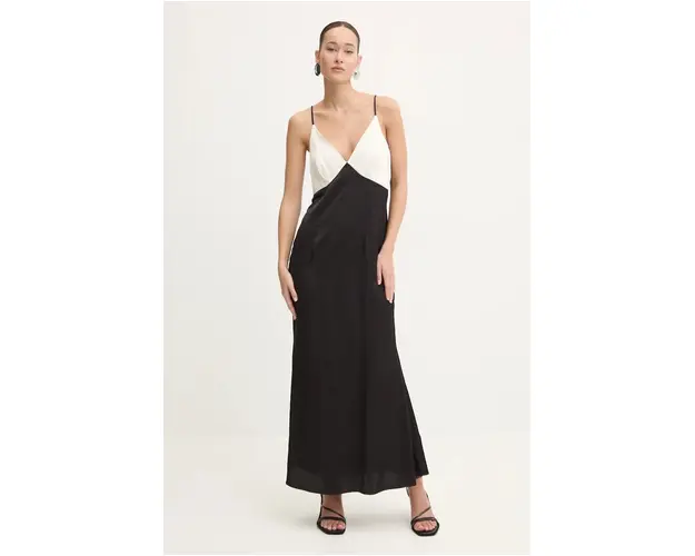 Never Fully Dressed rochie Rha culoarea negru, maxi, evazati, NFDDR1613