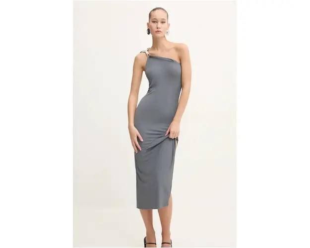 Rick Owens Lilies rochie culoarea gri, midi, mulata, LI02D5534CVI