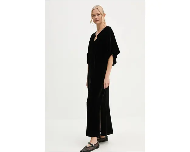 By Malene Birger rochie din amestec de matase ROSAE culoarea negru, maxi, drept, Q72634002