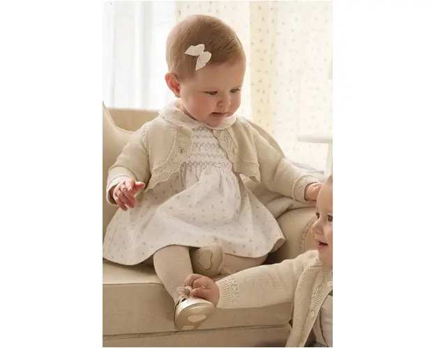 Mayoral Newborn rochie bebe culoarea bej, mini, evazati, 2804