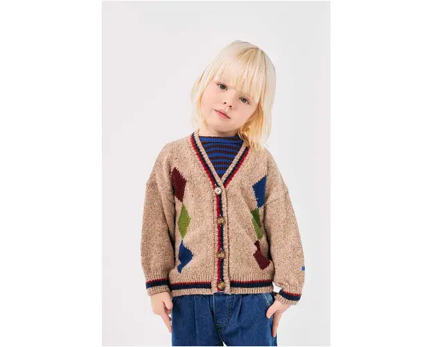 Bobo Choses cardigan cu amestec de lana pentru copii Diamonds culoarea bej, 224AC120