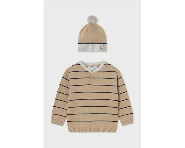 Mayoral set pentru copii - pulover si palarie culoarea bej, 2312