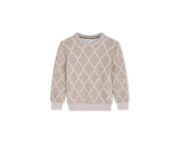 BOSS pulover de bumbac pentru copii culoarea bej, J51183