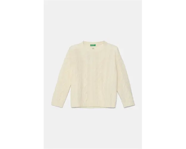 United Colors of Benetton pulover de lana pentru copii culoarea bej, 1344C107G