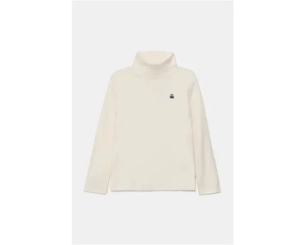 United Colors of Benetton longsleeve din bumbac pentru copii culoarea bej, neted, 3AOUG105E