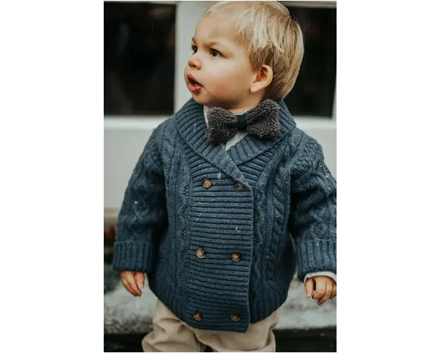 Donsje cardigan de lana pentru bebelusi Jesper Cardigan culoarea albastru marin, 4084100