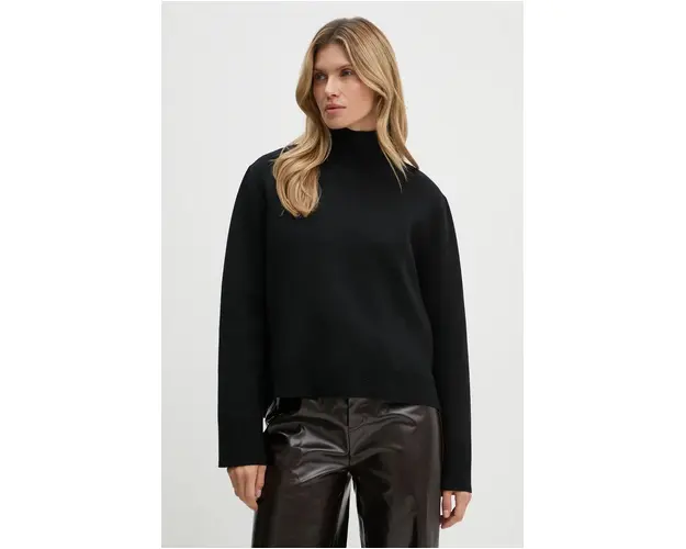 Bruuns Bazaar pulover SimonaBBAda knit femei, culoarea negru, cu turtleneck, BBW4172