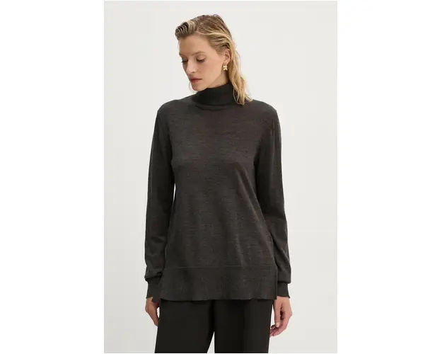 Bruuns Bazaar pulover de lana CharleneBBRoll Neck knit femei, culoarea maro, light, cu guler, BBW4181