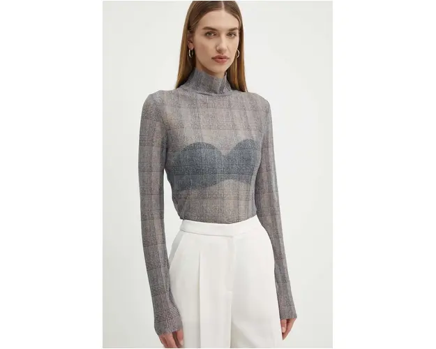 BOSS longsleeve culoarea gri, cu turtleneck, 50521730