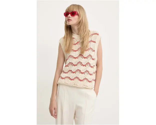 Stine Goya vesta din bumbac culoarea bej, SG5949