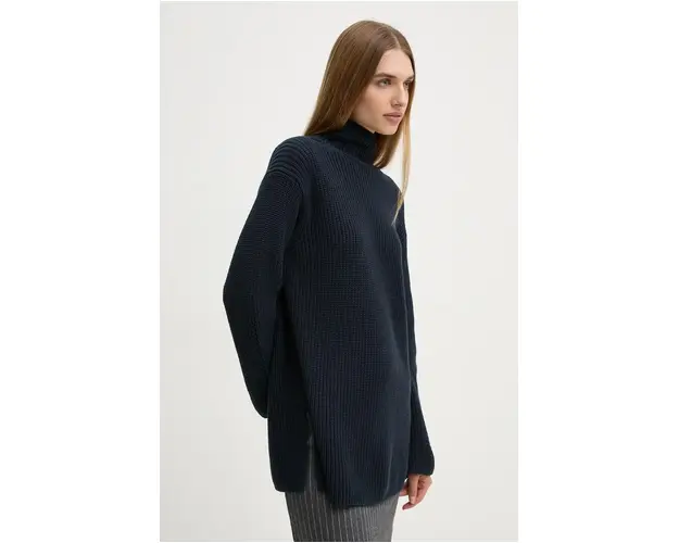 Marc O'Polo pulover de bumbac culoarea albastru marin, cu turtleneck, 409605960475