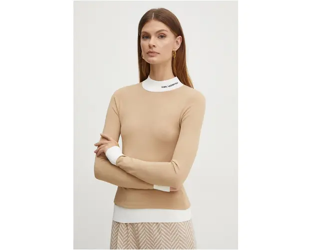 Karl Lagerfeld pulover femei, culoarea maro, light, 245W2000