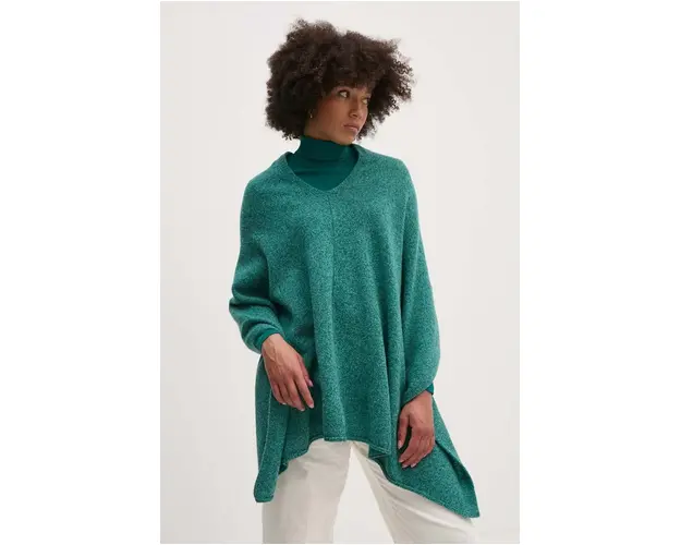United Colors of Benetton poncho de lana culoarea verde, 103MDU004