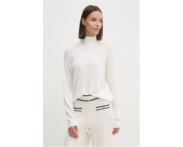 United Colors of Benetton pulover femei, culoarea bej, light, cu guler, 103CD202Z