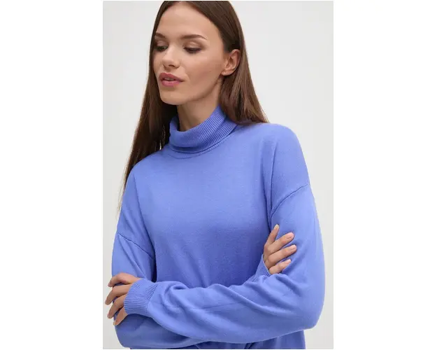 United Colors of Benetton pulover femei, culoarea violet, light, cu guler, 103CD202Z