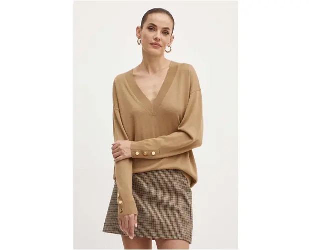 MICHAEL Michael Kors pulover de lana femei, culoarea maro, light, MT460YB4VR