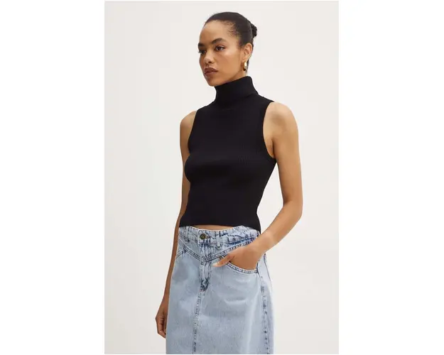 MICHAEL Michael Kors top femei, culoarea negru, cu guler, MT460Y533D