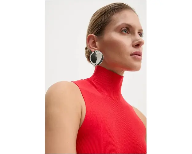 Drykorn vesta culoarea rosu, light, cu turtleneck, 420096 88633