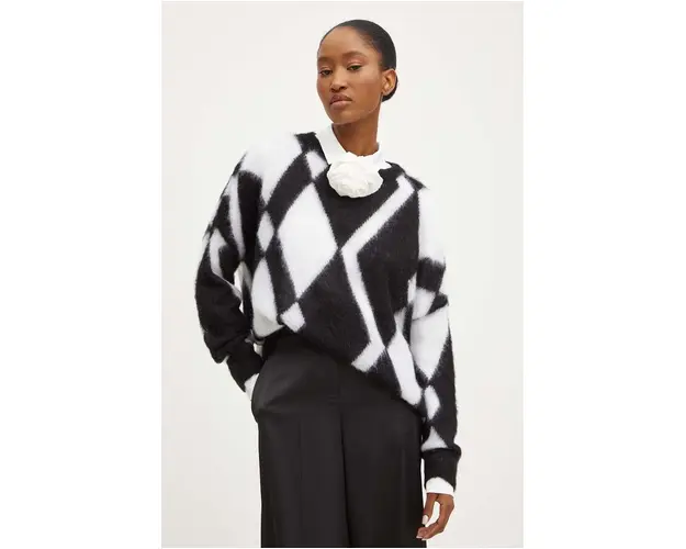 Marella pulover din amestec de lana femei, culoarea negru, light, 2423366264200