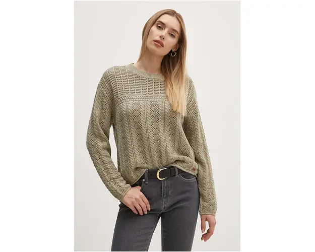 Pepe Jeans pulover de bumbac ISADORA culoarea verde, light, PL702159