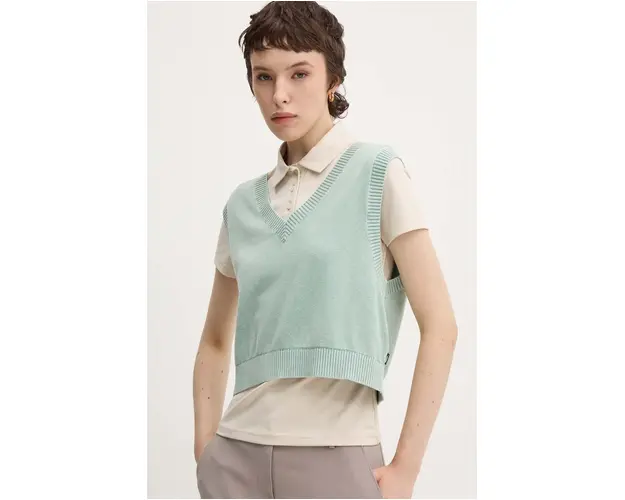 Vans vesta din bumbac culoarea verde, light, VN000HQ3M8I1