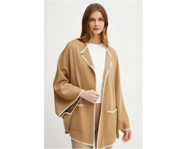 Luisa Spagnoli cardigan din lana MEGLIO culoarea bej, light, 58467