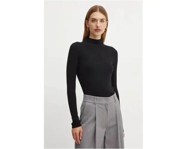 Weekend Max Mara pulover de lana femei, culoarea negru, light, cu turtleneck, 2425366052600