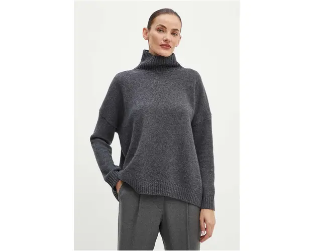 Weekend Max Mara pulover de lana femei, culoarea gri, cu guler, 2425366082600