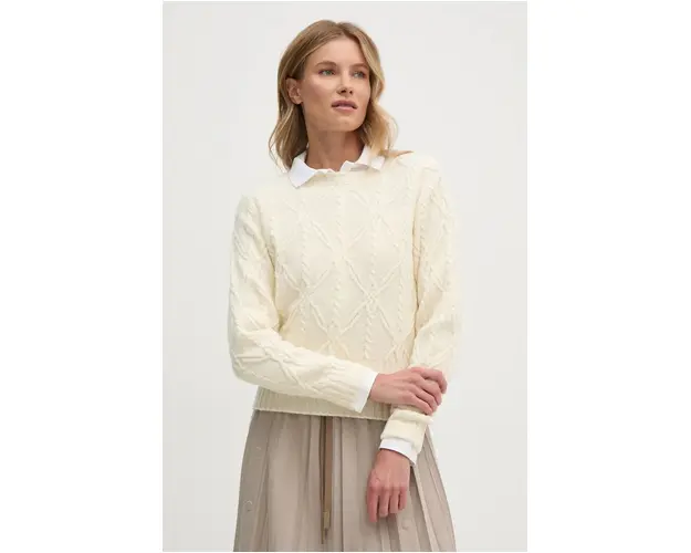 United Colors of Benetton pulover de lana femei, culoarea bej, 1344D10BT