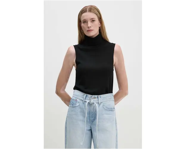 Marc O'Polo pulover femei, culoarea negru, light, cu guler, 408556163155