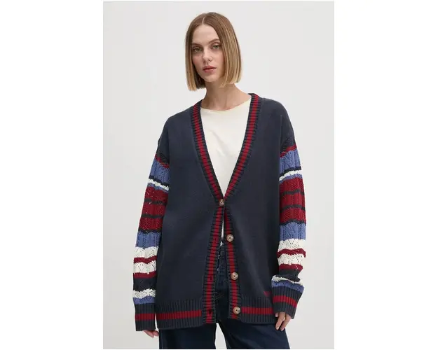 Pepe Jeans cardigan HARPER femei, culoarea albastru marin, PL702203
