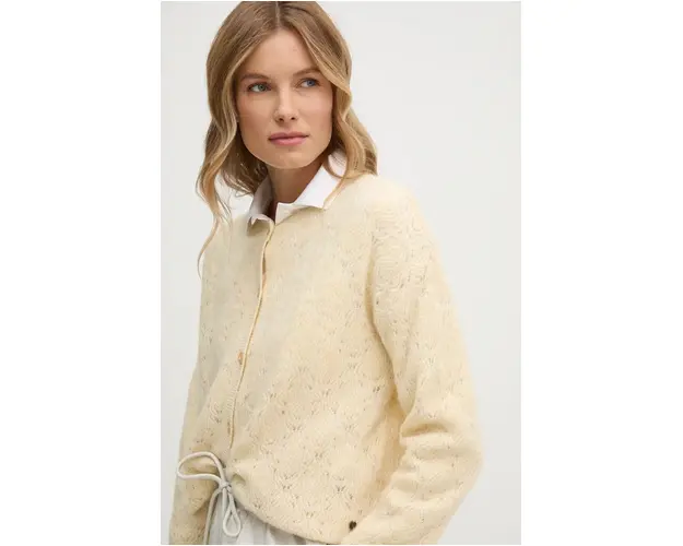 Pepe Jeans cardigan din amestec de lana HELEN CARDIGAN culoarea bej, light, PL702228