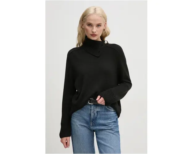 Joop! pulover femei, culoarea negru, cu guler, 30043654