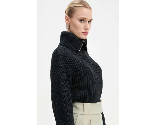 IRO pulover din amestec de lana femei, culoarea negru, calduros, cu guler, WP12ROMANE