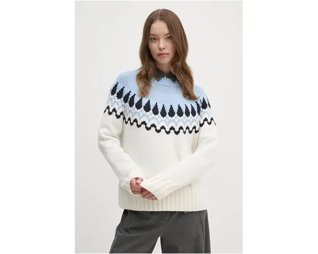 Barbour pulover din amestec de lana femei, culoarea bej, LKN1570