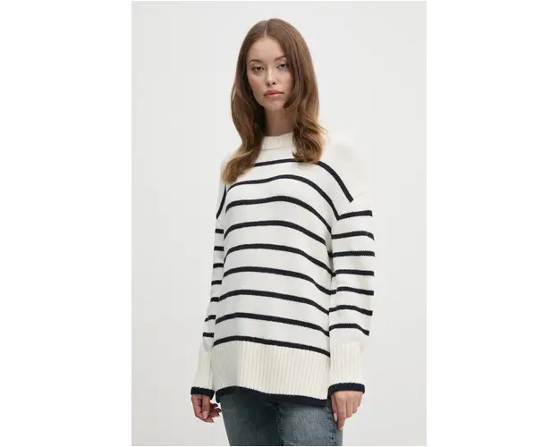 Barbour pulover din amestec de lana femei, culoarea bej, LKN1580