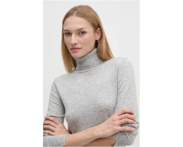 Sisley pulover din amestec de lana femei, culoarea gri, light, cu guler, 102HM2174