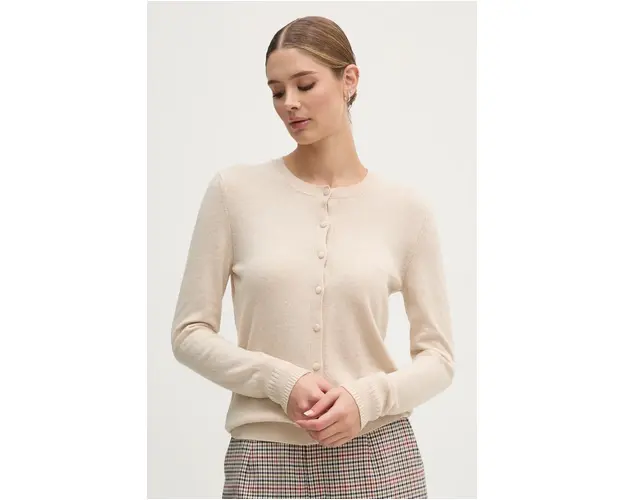 Sisley cardigan din amestec de lana culoarea bej, light, 102HM5237