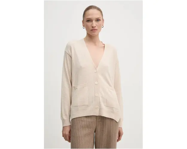 Sisley cardigan din amestec de casmir culoarea bej, light, 102HM601Z