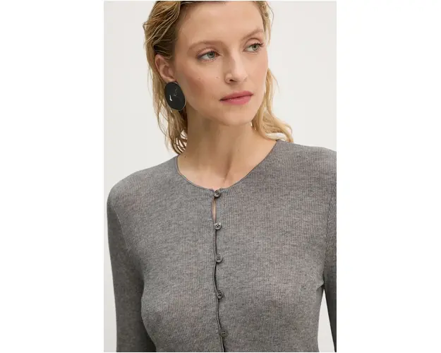 Samsoe Samsoe cardigan din amestec de lana SASONNET culoarea gri, light, F24300033