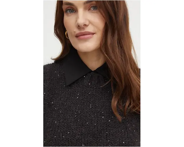 Marella vesta din amestec de lana culoarea maro, 2423356015200