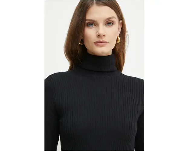 Ivy Oak pulover de lana femei, culoarea negru, light, cu guler, IO113030