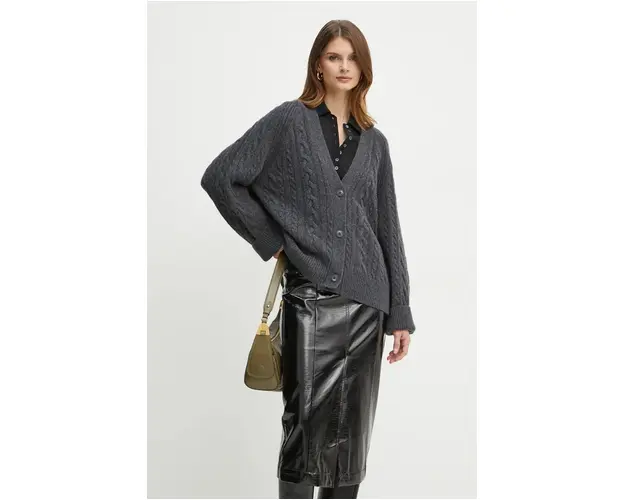 Ivy Oak cardigan din lana culoarea gri, IO113146